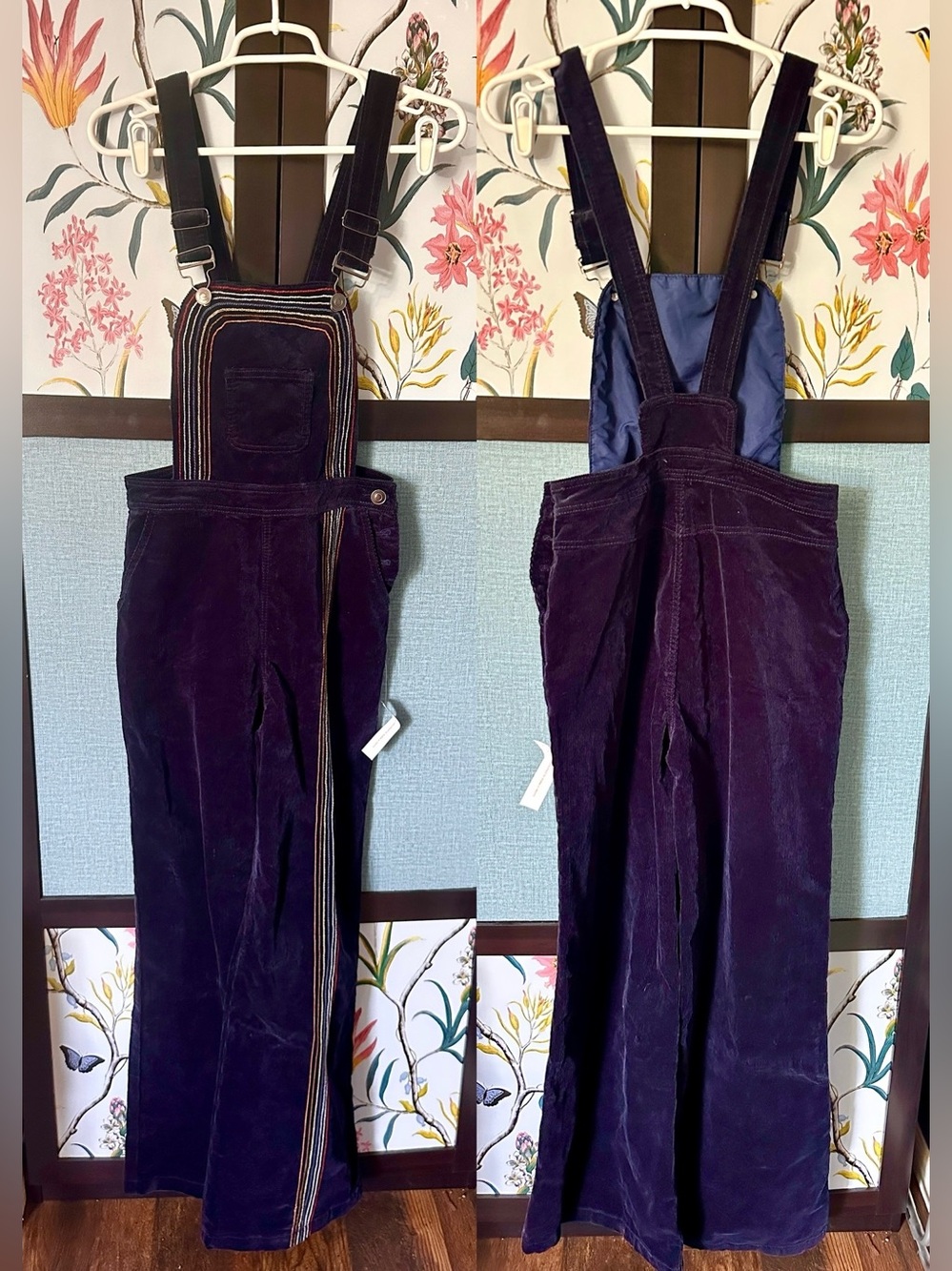 NWT ModCloth Rainbow With Me Corduroy Overalls Vintage Navy Size 6